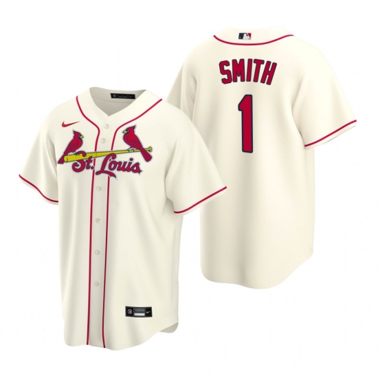 Men's Nike St. Louis Cardinals 1 Ozzie Smith Cream Alternate Stitched Baseball Jersey