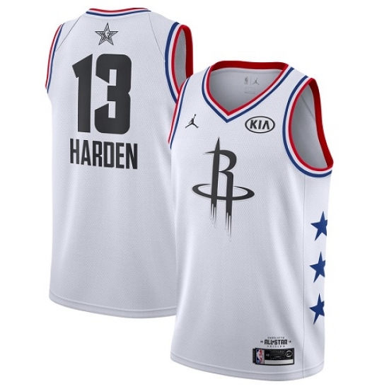 Men's Nike Houston Rockets 13 James Harden White Basketball Jordan Swingman 2019 All-Star Game Jersey