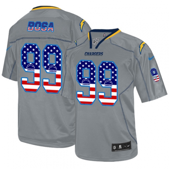 Men's Nike Los Angeles Chargers 99 Joey Bosa Elite Grey USA Flag Fashion NFL Jersey