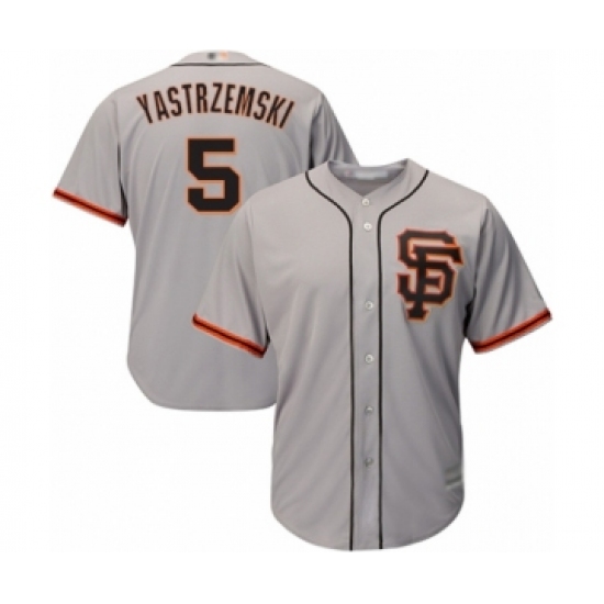 Men's San Francisco Giants 5 Mike Yastrzemski Grey Alternate Flex Base Authentic Collection Baseball Player Jersey
