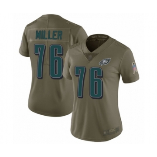 Women's Philadelphia Eagles 76 Shareef Miller Limited Olive 2017 Salute to Service Football Jersey