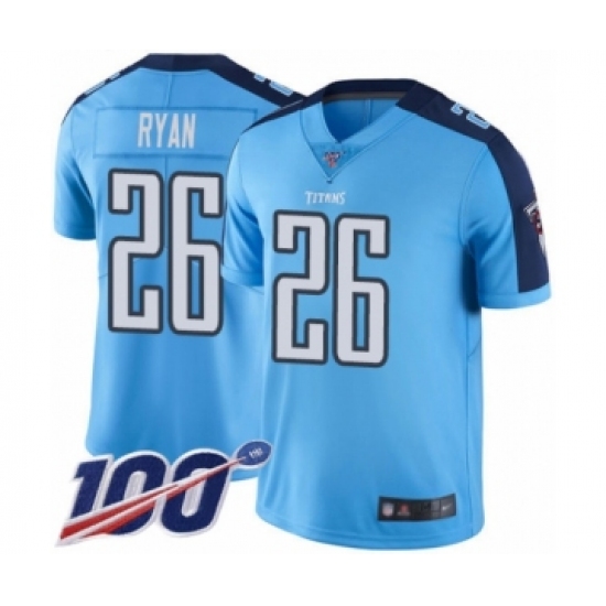 Men's Tennessee Titans 26 Logan Ryan Limited Light Blue Rush Vapor Untouchable 100th Season Football Jersey
