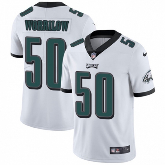 Men's Nike Philadelphia Eagles 50 Paul Worrilow White Vapor Untouchable Limited Player NFL Jersey