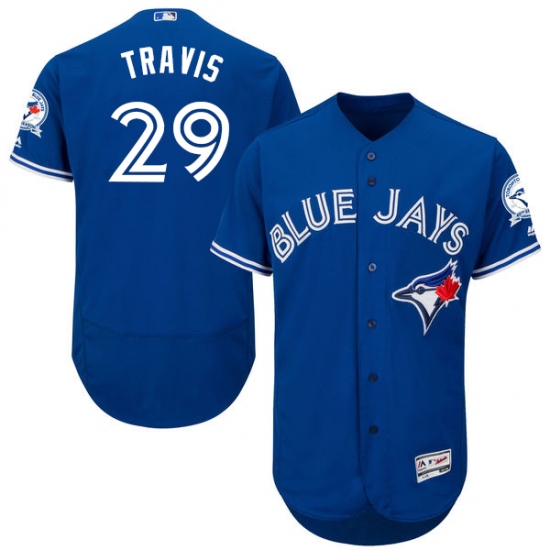 Men's Majestic Toronto Blue Jays 29 Devon Travis Blue Alternate Flex Base Authentic Collection MLB Jersey