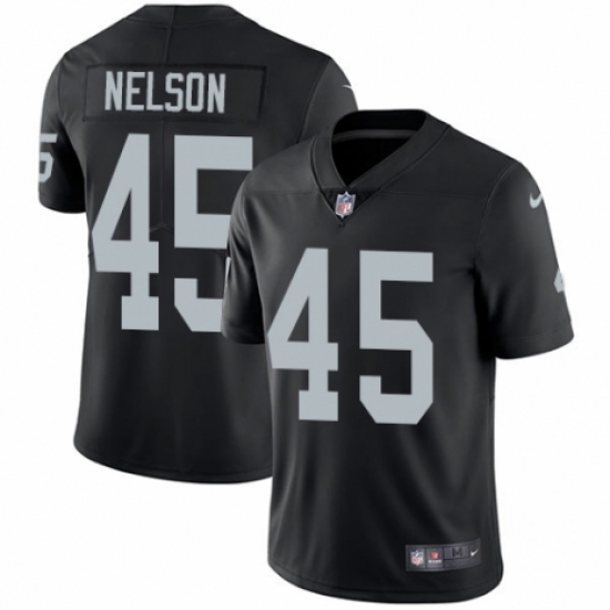 Youth Nike Oakland Raiders 45 Nick Nelson Black Team Color Vapor Untouchable Elite Player NFL Jersey