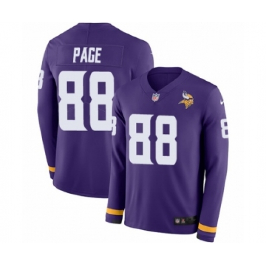Men's Nike Minnesota Vikings 88 Alan Page Limited Purple Therma Long Sleeve NFL Jersey