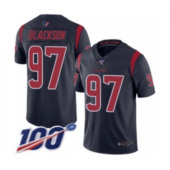 Men's Houston Texans 97 Angelo Blackson Limited Navy Blue Rush Vapor Untouchable 100th Season Football Jersey