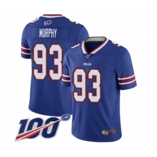 Men's Buffalo Bills 93 Trent Murphy Royal Blue Team Color Vapor Untouchable Limited Player 100th Season Football Jersey
