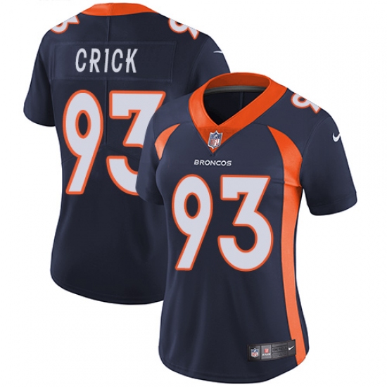 Women's Nike Denver Broncos 93 Jared Crick Navy Blue Alternate Vapor Untouchable Limited Player NFL Jersey
