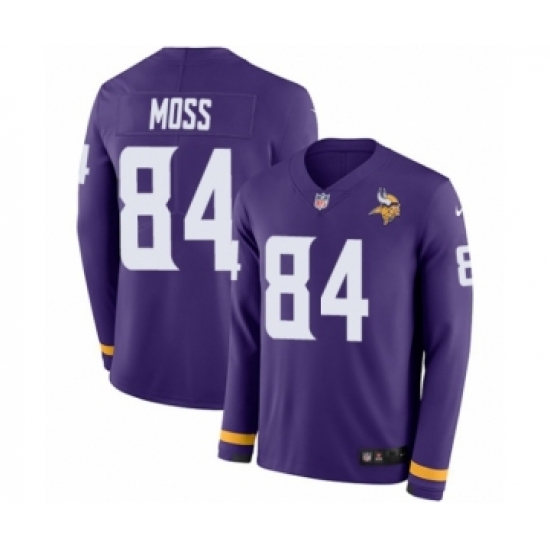 Men's Nike Minnesota Vikings 84 Randy Moss Limited Purple Therma Long Sleeve NFL Jersey