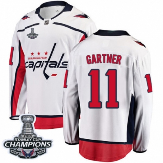 Youth Washington Capitals 11 Mike Gartner Fanatics Branded White Away Breakaway 2018 Stanley Cup Final Champions NHL Jersey
