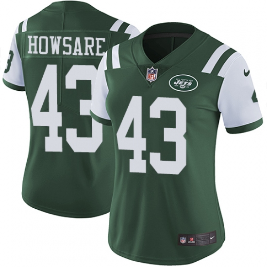 Women's Nike New York Jets 43 Julian Howsare Elite Green Team Color NFL Jersey