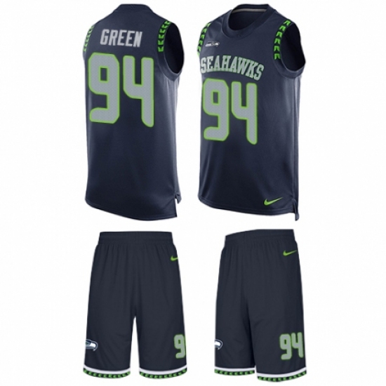 Men's Nike Seattle Seahawks 94 Rasheem Green Limited Steel Blue Tank Top Suit NFL Jersey