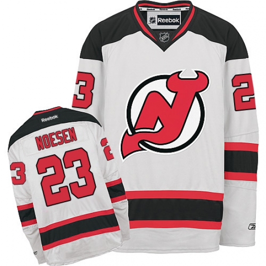 Youth Reebok New Jersey Devils 23 Stefan Noesen Authentic White Away NHL Jersey