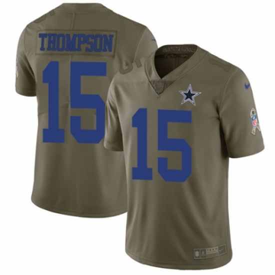 Youth Nike Dallas Cowboys 15 Deonte Thompson Limited Olive 2017 Salute to Service NFL Jersey