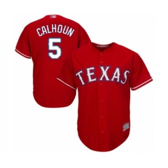 Youth Texas Rangers 5 Willie Calhoun Authentic Red Alternate Cool Base Baseball Player Jersey