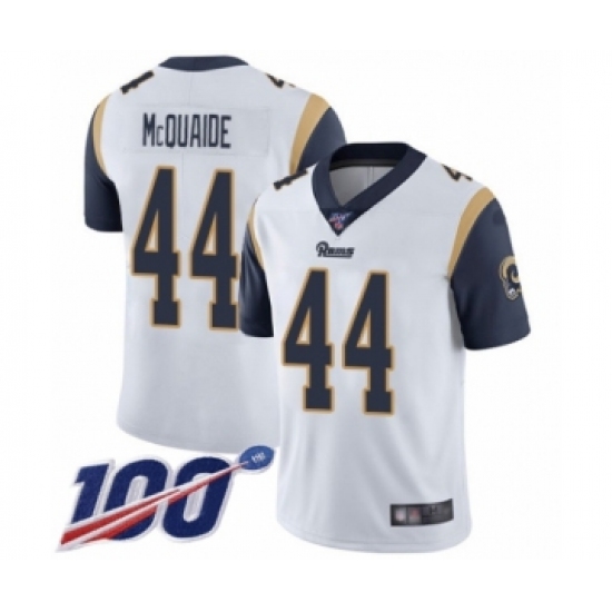Men's Los Angeles Rams 44 Jacob McQuaide White Vapor Untouchable Limited Player 100th Season Football Jersey