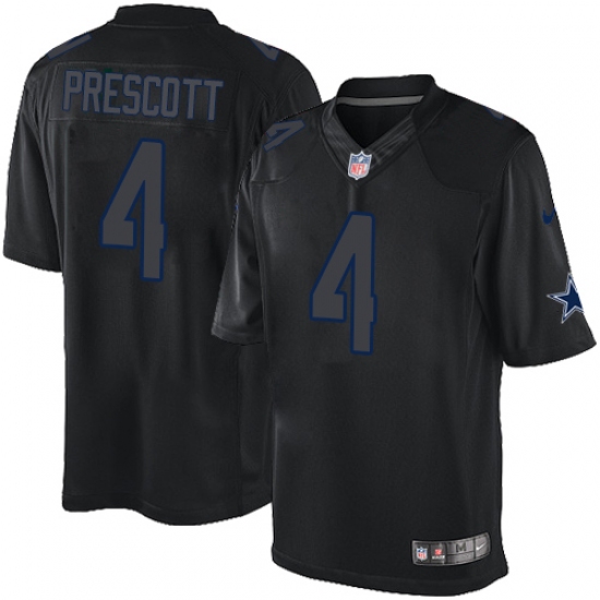 Men's Nike Dallas Cowboys 4 Dak Prescott Limited Black Impact NFL Jersey