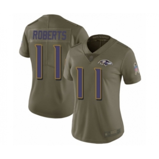Women's Baltimore Ravens 11 Seth Roberts Limited Olive 2017 Salute to Service Football Jersey