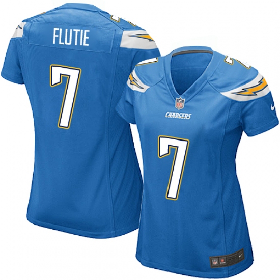 Women's Nike Los Angeles Chargers 7 Doug Flutie Game Electric Blue Alternate NFL Jersey
