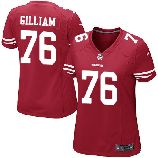 Women's Nike San Francisco 49ers 76 Garry Gilliam Game Red Team Color NFL Jersey