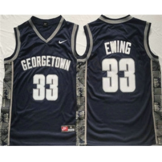 Men's Georgetown Hoyas 33 Patrick Ewing Navy Stitched Jersey