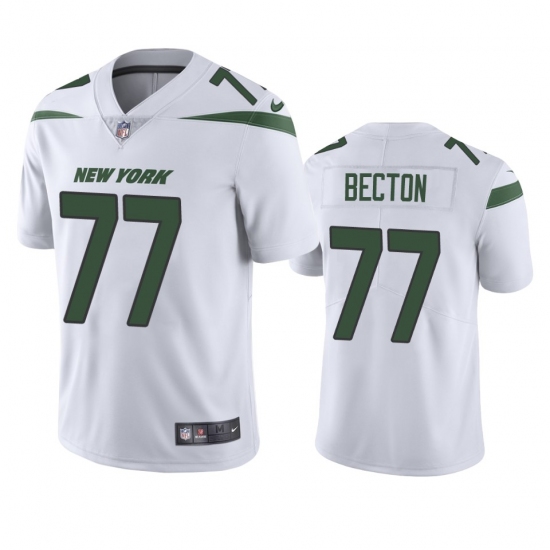 Men's New York Jets 77 Mekhi Becton White 2020 NFL Draft Vapor Limited Jersey