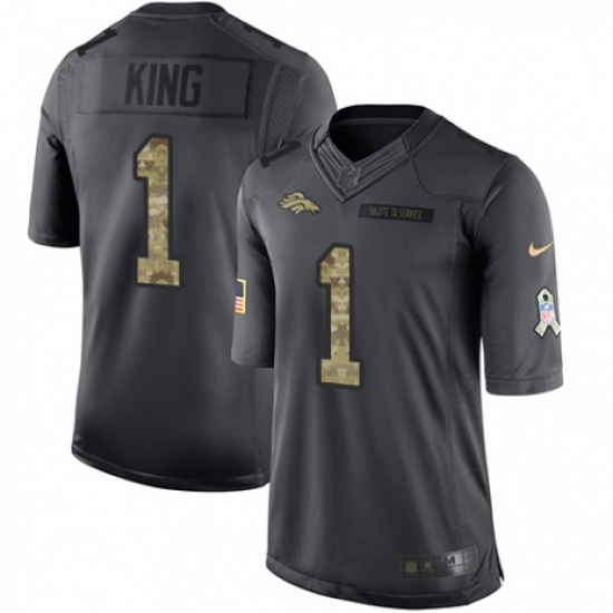 Men's Nike Denver Broncos 1 Marquette King Limited Black 2016 Salute to Service NFL Jersey