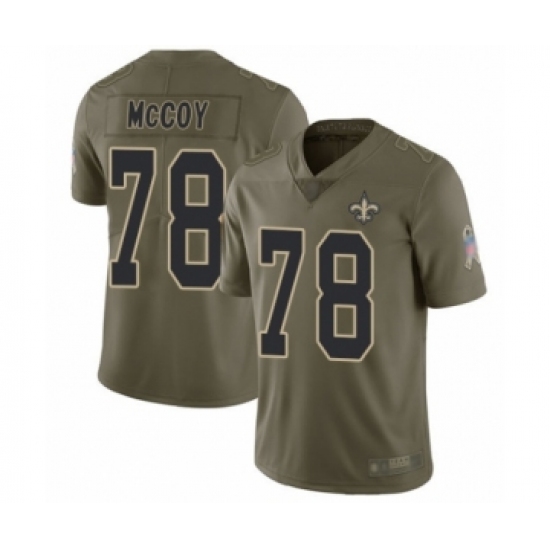 Youth New Orleans Saints 78 Erik McCoy Limited Olive 2017 Salute to Service Football Jersey