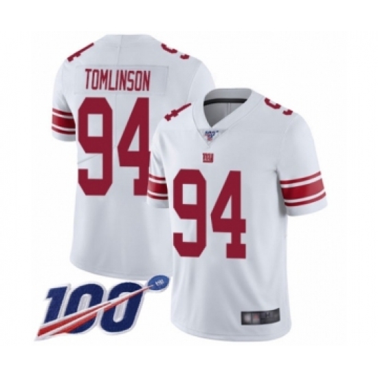Men's New York Giants 94 Dalvin Tomlinson White Vapor Untouchable Limited Player 100th Season Football Jersey