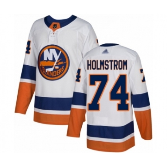 Men's New York Islanders 74 Simon Holmstrom Authentic White Away Hockey Jersey