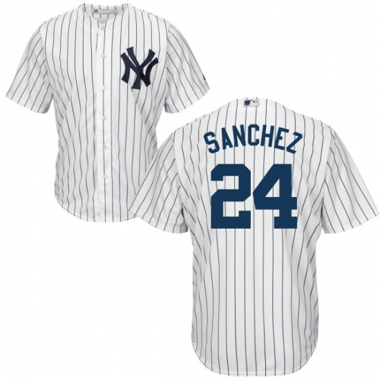 Men's Majestic New York Yankees 24 Gary Sanchez Replica White Home MLB Jersey
