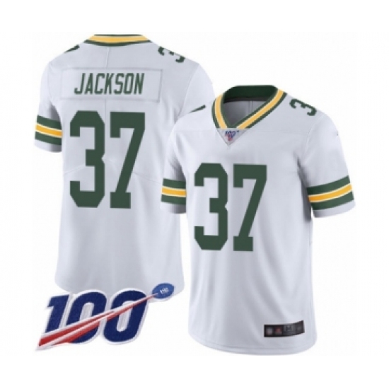 Men's Green Bay Packers 37 Josh Jackson White Vapor Untouchable Limited Player 100th Season Football Jersey