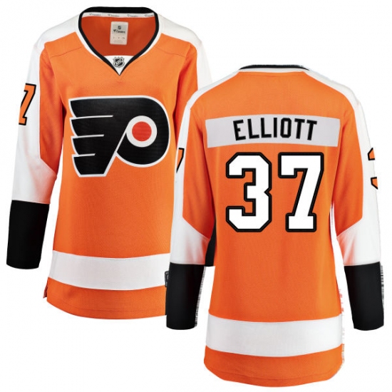 Women's Philadelphia Flyers 37 Brian Elliott Fanatics Branded Orange Home Breakaway NHL Jersey