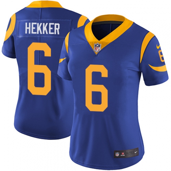 Women's Nike Los Angeles Rams 6 Johnny Hekker Royal Blue Alternate Vapor Untouchable Limited Player NFL Jersey