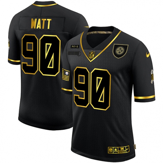 Men's Pittsburgh Steelers 90 T. J. Watt Olive Gold Nike 2020 Salute To Service Limited Jersey