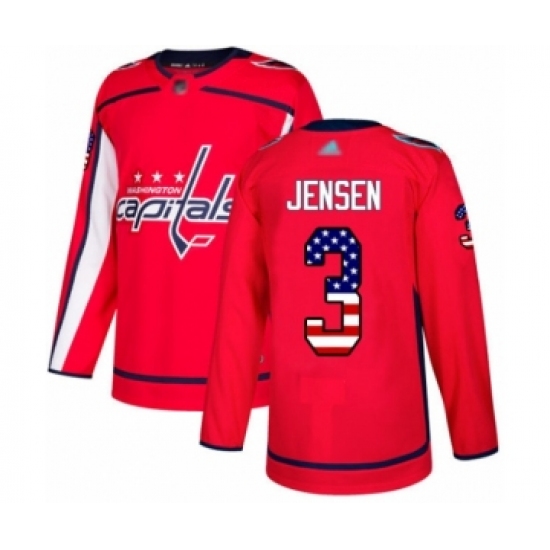 Youth Washington Capitals 3 Nick Jensen Authentic Red USA Flag Fashion Hockey Jersey