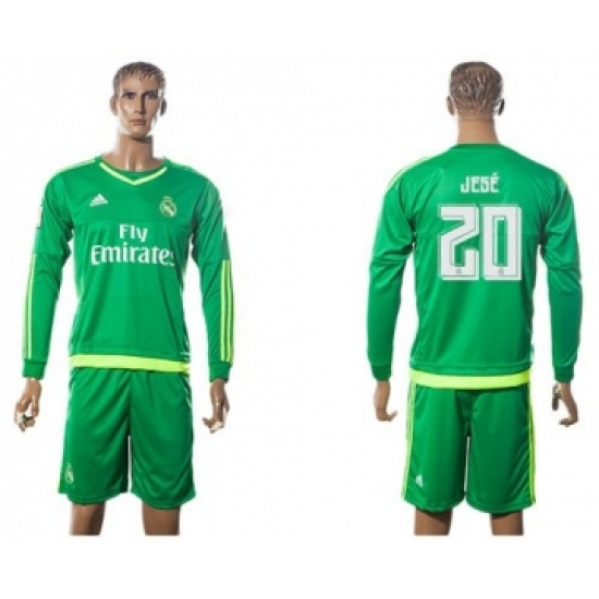 Real Madrid 20 Jese Green Long Sleeves Soccer Club Jersey