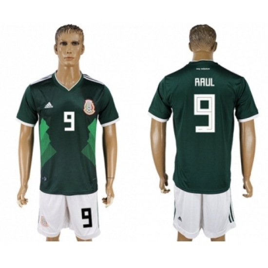 Mexico 9 Raul Green Home Soccer Country Jersey