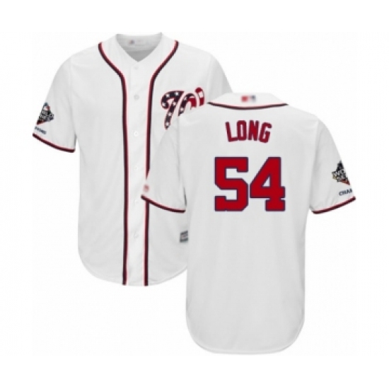 Youth Washington Nationals 54 Kevin Long Authentic White Home Cool Base 2019 World Series Champions Baseball Jersey