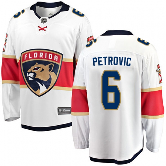 Youth Florida Panthers 6 Alex Petrovic Fanatics Branded White Away Breakaway NHL Jersey