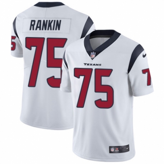 Men's Nike Houston Texans 75 Martinas Rankin White Vapor Untouchable Limited Player NFL Jersey