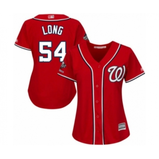 Women's Washington Nationals 54 Kevin Long Authentic Red Alternate 1 Cool Base 2019 World Series Champions Baseball Jersey