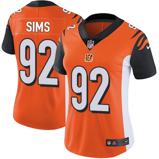 Women's Nike Cincinnati Bengals 92 Pat Sims Vapor Untouchable Limited Orange Alternate NFL Jersey