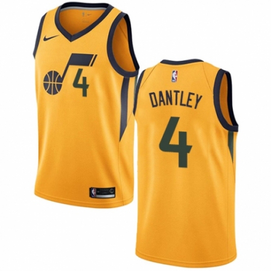 Men's Nike Utah Jazz 4 Adrian Dantley Authentic Gold NBA Jersey Statement Edition