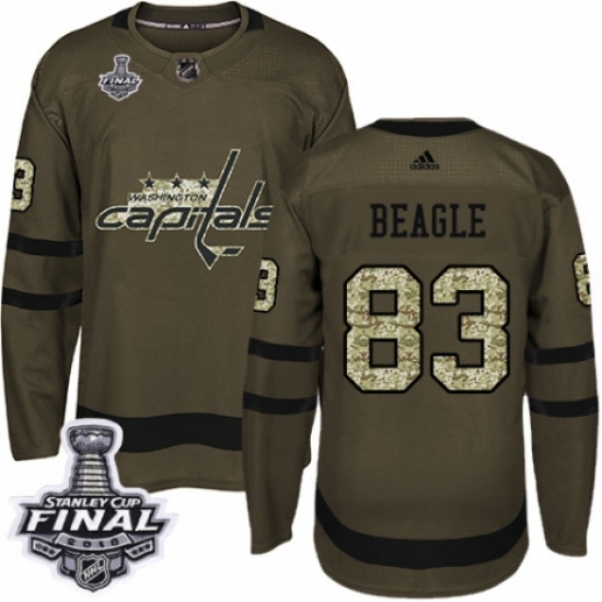 Youth Adidas Washington Capitals 83 Jay Beagle Authentic Green Salute to Service 2018 Stanley Cup Final NHL Jersey