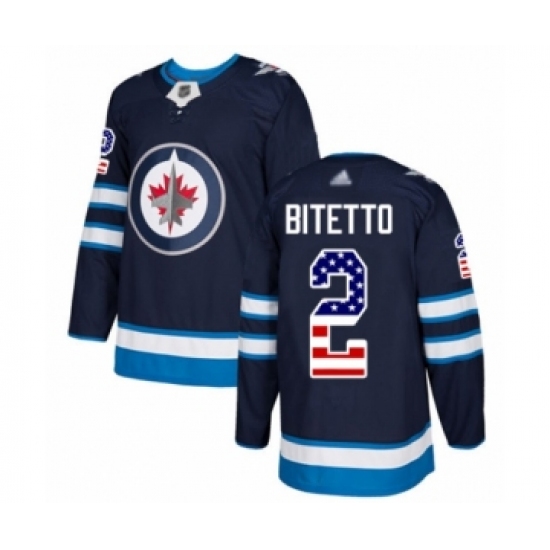 Youth Winnipeg Jets 2 Anthony Bitetto Authentic Navy Blue USA Flag Fashion Hockey Jersey