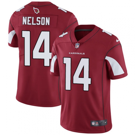 Men's Nike Arizona Cardinals 14 J.J. Nelson Red Team Color Vapor Untouchable Limited Player NFL Jersey