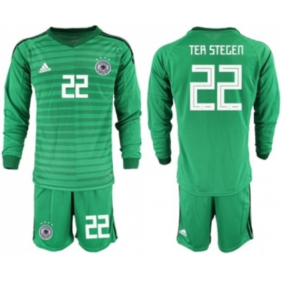 Germany 22 Ter Stegen Green Goalkeeper Long Sleeves Soccer Country Jersey