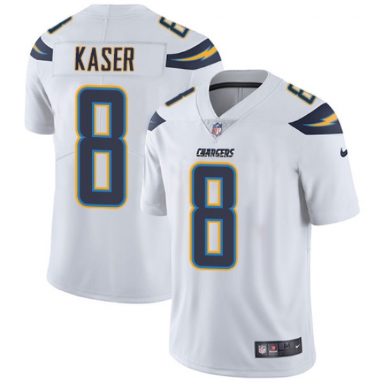 Men's Nike Los Angeles Chargers 8 Drew Kaser White Vapor Untouchable Limited Player NFL Jersey
